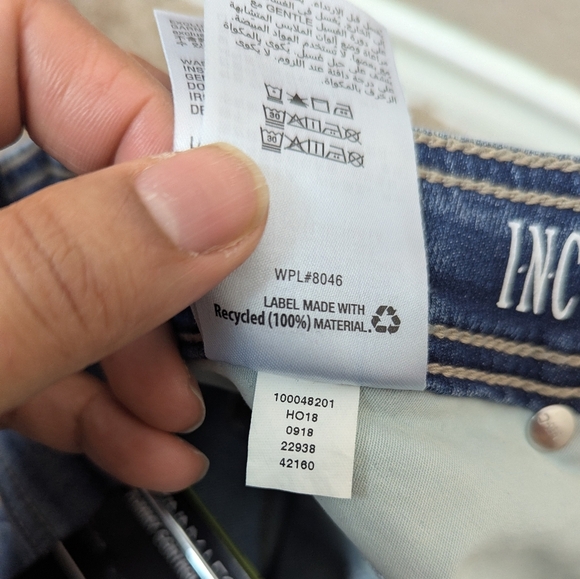 INC Women's Plus Size 18W Tummy Control Mid Rise Skinny Jeans Indigo Metallic - Picture 11 of 15